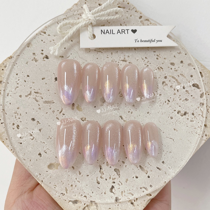 【Purple Moonlight】Short Purple Press-On Nails with Cat-Eye Glitter and Rhinestones, High-End Niche Detachable Nails 【Purple Moonlight】Short Purple Press-On Nails with Cat-Eye Glitter and Rhinestones, High-End Niche Detachable Nails