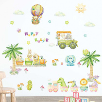 Cartoon Rabbit Cloud Hot Air Balloon Easter Wall Sticker Childrens Room Kindergarten Home Wall Decoration Sticker Self-Adhesive