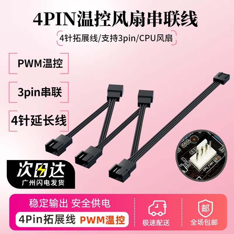 Motherboard Fan Series Connection Small 4-Pin One-To-Two 4-Pin One-To-Three Chassis Hub Pwm Extension Cable Motherboard Fan Series Connection Small 4-Pin One-To-Two 4-Pin One-To-Three Chassis Hub Pwm Extension Cable