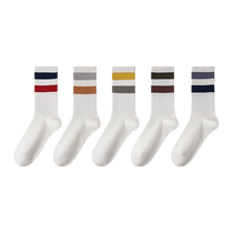 Striped socks for men in autumn mid-calf youth pure cotton sports deodorant outer wear autumn and winter mens mid-calf socks trendy socks