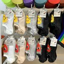 Summer mesh invisible socks cute Japanese smiley crystal silk boat socks Korean Dongdaemun thin womens socks