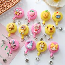 Cute and creative cartoon nurse name tag retractable buckle keychain work ID card easy-pull buckle card holder