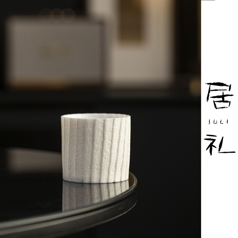 Juli·Houying Japanese-Style Origami-Patterned Thin-Walled Hand-Held Coffee Cup, Pure White, Hand-Brewed Latte Art, Light Luxury Art Gift