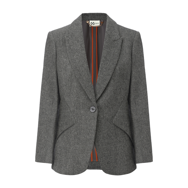 Clearance Pinz How Sheep Wool One-Button Waist-Cinching Straight Shoulder Peak Lapel Blazer Clearance Pinz How Sheep Wool One-Button Waist-Cinching Straight Shoulder Peak Lapel Blazer