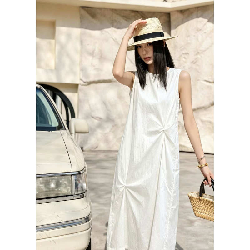 [Clearance, No Returns or Exchanges] Pinz How Designer Cotton-Nylon Comfortable, Breathable, Cool-Feeling Sleeveless Dress