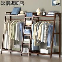 Household simple floor-standing wardrobe indoor multi-layer childrens solid wood coat rack storage storage wardrobe economical hanging clothes