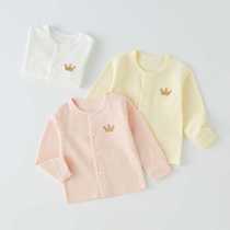 Baby spring and autumn long-sleeved tops newborn spring and autumn bottoming shirts for boys and girls baby cardigans autumn clothes open button bottoming shirts autumn clothes