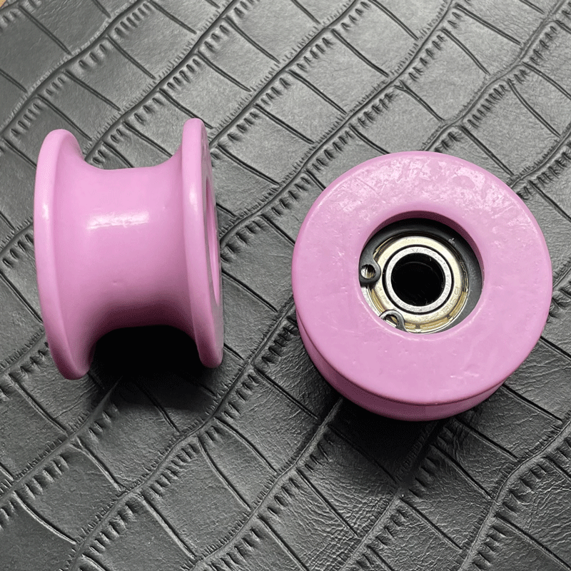 Pink Industrial Ceramic Wheel with Steel Wire and Copper Wire, Wear-Resistant Winding Machine Pulley with Bearing, U-Shaped Yarn Guide Roller, White