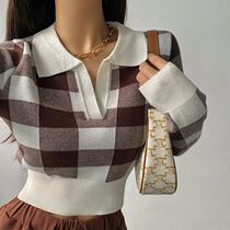 Autumn Winter Vintage Knitwear Crop ops Women Pullover Sweat