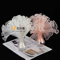 Flower companion shadow Korean-style pearl wave mesh gauze wrapped flower paper material wave gauze ruffles