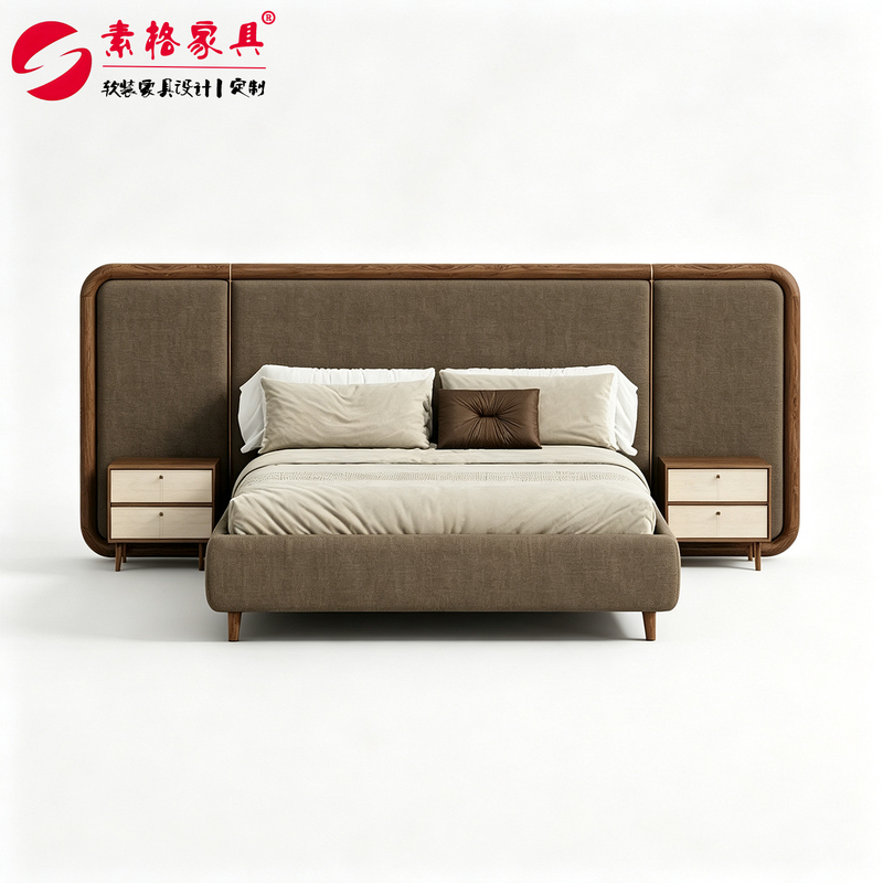 Modern Minimalist Fabric Leather Bed, Double Bed for Master Bedroom, Large Bed for Model Room, Hotel Bedroom, 1.8m Bed, High-End and Elegant Modern Minimalist Fabric Leather Bed, Double Bed for Master Bedroom, Large Bed for Model Room, Hotel Bedroom, 1.8m Bed, High-End and Elegant