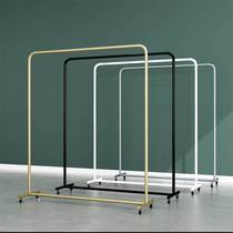 Clothing display rack water pipe shelf special floor stall rack decorative floor-standing womens clothing and childrens side-hanging clothes hanger with wheels