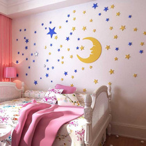 3D three-dimensional acrylic wall stickers cartoon stars moon starry sky crystal childrens room ceiling decoration stickers