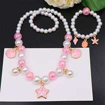 Korean style childrens pearl necklace bracelet set shell ocean series necklace girl baby accessories