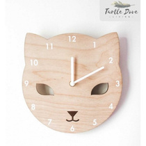 ins Nordic home wooden fox bear cartoon silent clock childrens room wall decoration wall clock