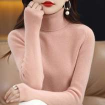 2023 new autumn and winter womens turtleneck pullover sweater slim temperament short solid color long-sleeved knitted pullover bottoming shirt