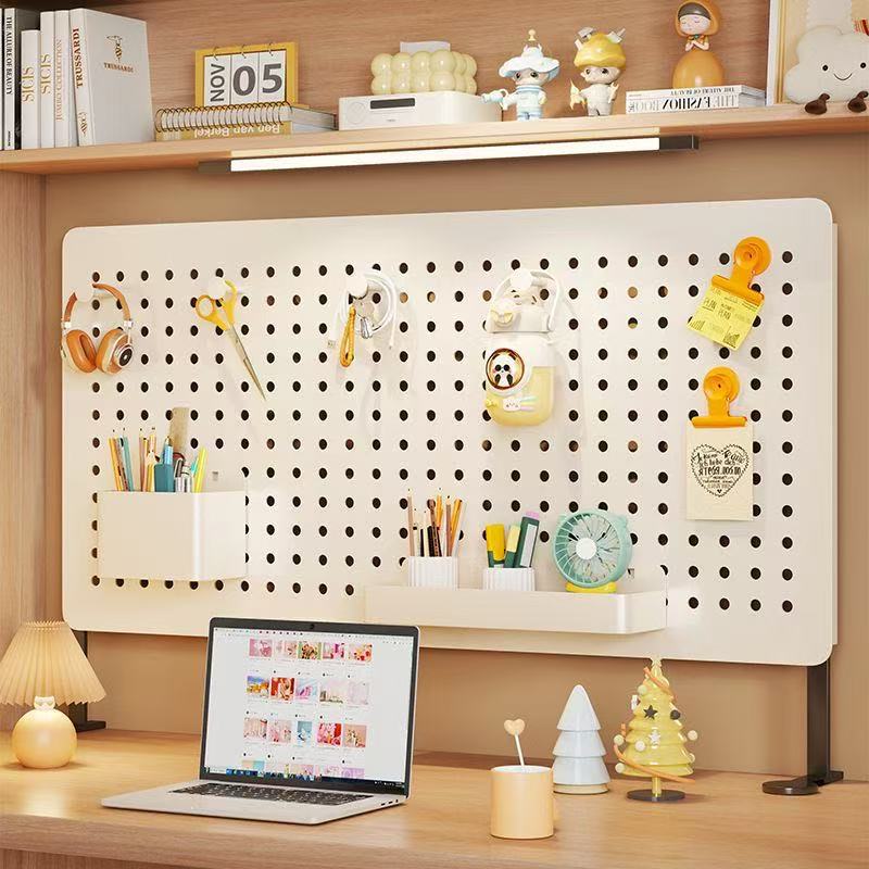 Perforated board desktop dormitory vertical display rack table storage rack accessories home desk punch-free storage partition