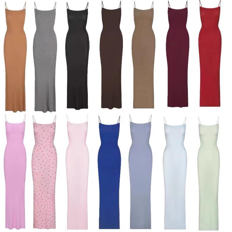 Official Factory Product Skims Yimengling Same Style Slim-Fit Spaghetti Strap Dress Bodycon Long Dress Kardashian Style Hot Girl
