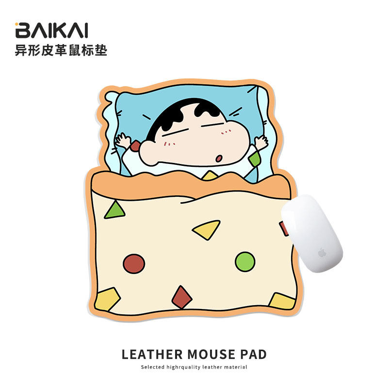 Baikai crayon Shin-chan спящий милый кожаный коврик для мыши специальной формы с защитой женского запястья, портативный компьютерный коврик для офисного стола