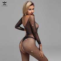 European and American new sexy pajamas sexy mesh see-through sexy pajamas slim hip-covering nightgown sexy lingerie