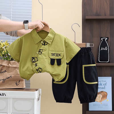 Baby Boy Summer Outfit Set, Stylish Boys' Summer Thin Short-Sleeve Shirt Two-Piece Set, Summer Toddler Infant Children's Clothing — 1