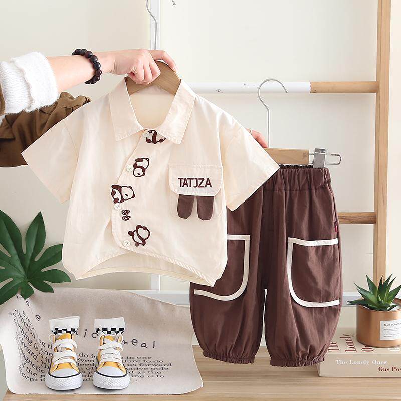 Baby Boy Summer Outfit Set, Stylish Boys' Summer Thin Short-Sleeve Shirt Two-Piece Set, Summer Toddler Infant Children's Clothing — 3