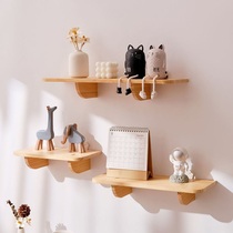 Solid wood rack hanging on the wall without punching high-value router storage background wall wall decoration living room bedroom