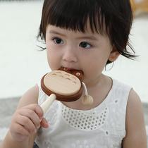 Wooden art dad dragon fat cat rattle baby toy 0-1 years old-6-12 months newborn solid wood can chew