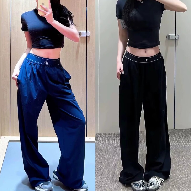 Authentic Alo Yoga Fitness Sports Pants High Waist Slimming Wide Leg Ice Silk Magic Pants Quick-Dry Pants for Women Authentic Alo Yoga Fitness Sports Pants High Waist Slimming Wide Leg Ice Silk Magic Pants Quick-Dry Pants for Women