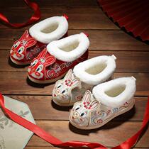 Winter Hanfu shoes snow boots girls snow boots womens large cotton shoes short boots velvet thickened embroidered shoes winter