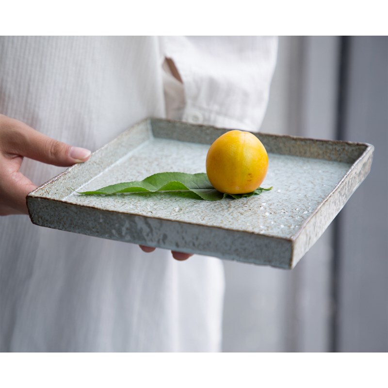 Japanese-Style Retro Handmade Household Coarse Ceramic Microwave-Safe Square Soup Bowl and Plate Ramen Dishware Set Japanese-Style Retro Handmade Household Coarse Ceramic Microwave-Safe Square Soup Bowl and Plate Ramen Dishware Set