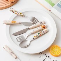 Tableware Cartoon Kids Spoon and Fork Set Dessert Spoon for