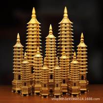 2024 Wenchang Tower pure copper 13-layer ornaments die-cast fine brass tower gold list learning tower metal crafts i