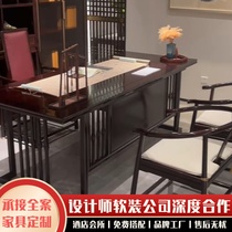 New Chinese style ebony wood villa home study desk and chair combination retro Zen indoor solid wood writing desk furniture