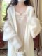 White mink velvet mid-length sweater knitted cardigan for women autumn and winter loose lazy style over the knee coat coat versatile