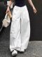 Japanese-Style White Wide-Leg Pants for Women, Summer Casual Straight-Leg Pants, High-Waisted, Slimming, Loose, Floor-Length Pants with a Sense of Design