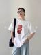 American black tomato print short-sleeved T-shirt for women summer 2026 new large version loose lazy style half-sleeved top