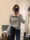 French style irregular one-line collar black long-sleeved sweater for women in autumn and winter slim-fitting bottoming sweater top