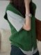 V-Neck Green Knitted Sweater Vest for Women in Early Autumn Layered Sweater Sleeveless Vest Outer Wear Retro Cashmere Top
