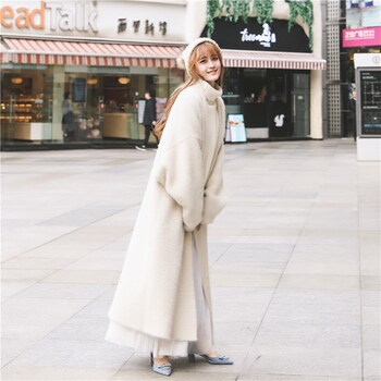 New Autumn and Winter Imitation Mink Velvet Cardigan Sweater for Women, Loose Large Size, Thickened Long Mink Fur Batwing Sleeve Knitted Jacket