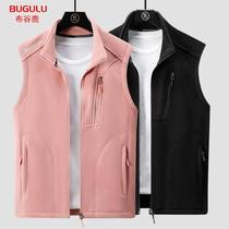 Fleece jacket mens vest loose large size middle-aged and elderly thin velvet warm outer vest autumn and winter dad polar fleece vest