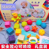 Hand ball keychain foreign trade pendant teether Amazon sensory interactive cream teether soothing rattle