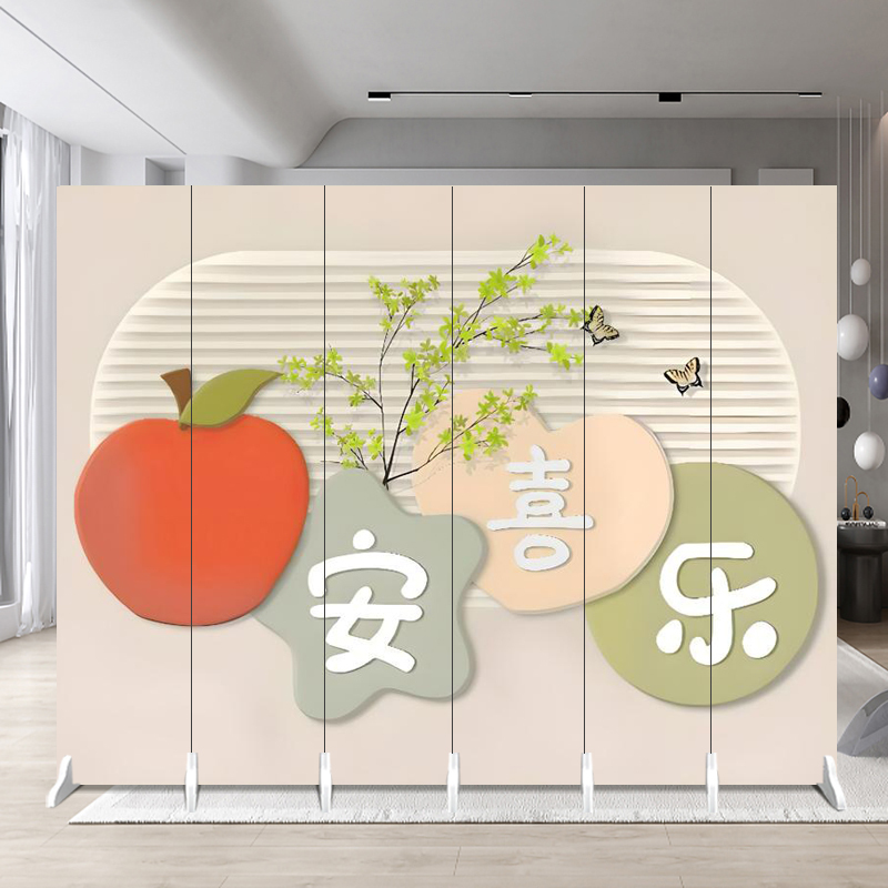 Folding and Movable Screen Partition, Simple Modern Cream Style, for Office, Living Room, Hotel, Small Apartment, Double-Sided Folding and Movable Screen Partition, Simple Modern Cream Style, for Office, Living Room, Hotel, Small Apartment, Double-Sided