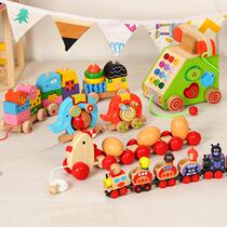 Drag toddler toy pull cart baby toddler tractor pull cart childrens hand pull rope pull cord toy car pull rope toy car