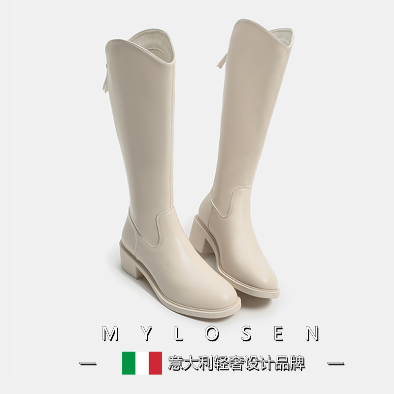 Mai Luosen 2026 New Martin Boots High-Top Riding Boots Versatile Slimming British Style Long Boots Fashionable Western Boots for Women