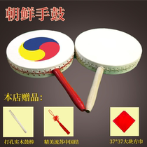 Cowhide dance performance pan rope painted Korean hand drum Korean handle drum decorative props and drum sticks