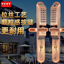 Double-sided mechanical password lock door lock broken bridge aluminum plastic steel door outdoor yard fence wrought iron door with key password lock