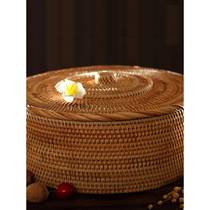 Boutique autumn rattan desktop storage box tea box storage tea can incense burner type loose tea can candy dried fruit box can