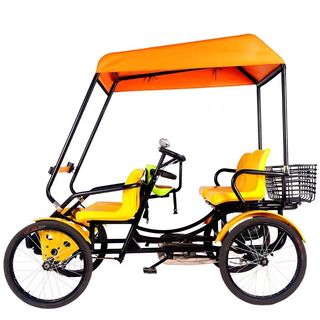 Four-wheel sightseeing bicycle, double four-person riding, three-person multi-person, double parent-child q one-wheel tourist attraction pedal