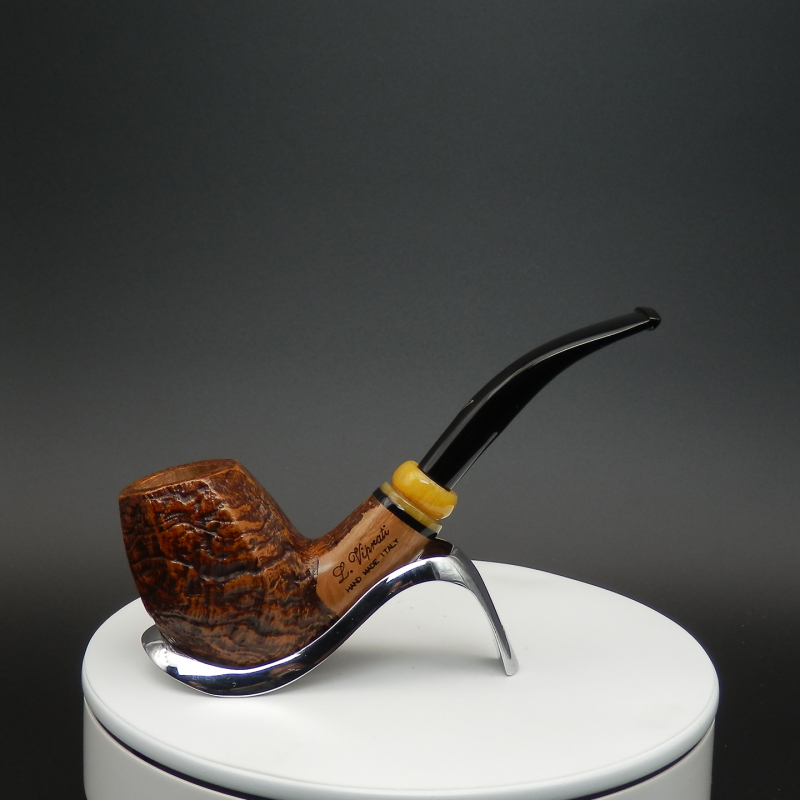Good Luck Tobacco Pipe Viprati Italian Handmade Briar Eight-Sided Rustic Pufferfish Textured Curved Pipe Good Luck Tobacco Pipe Viprati Italian Handmade Briar Eight-Sided Rustic Pufferfish Textured Curved Pipe